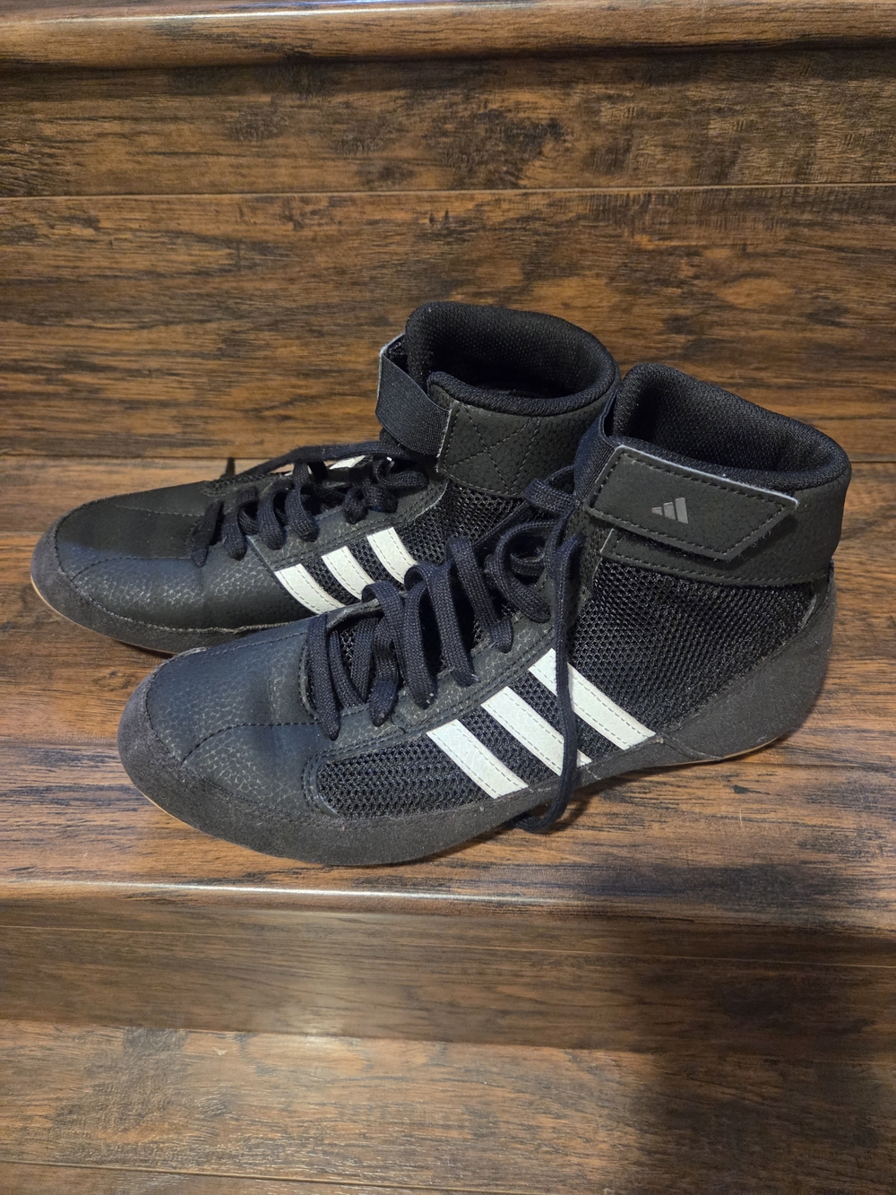 Adidas HVC 2 Wrestling Shoes - Youth Boys Size 6 - Black/White AQ3327